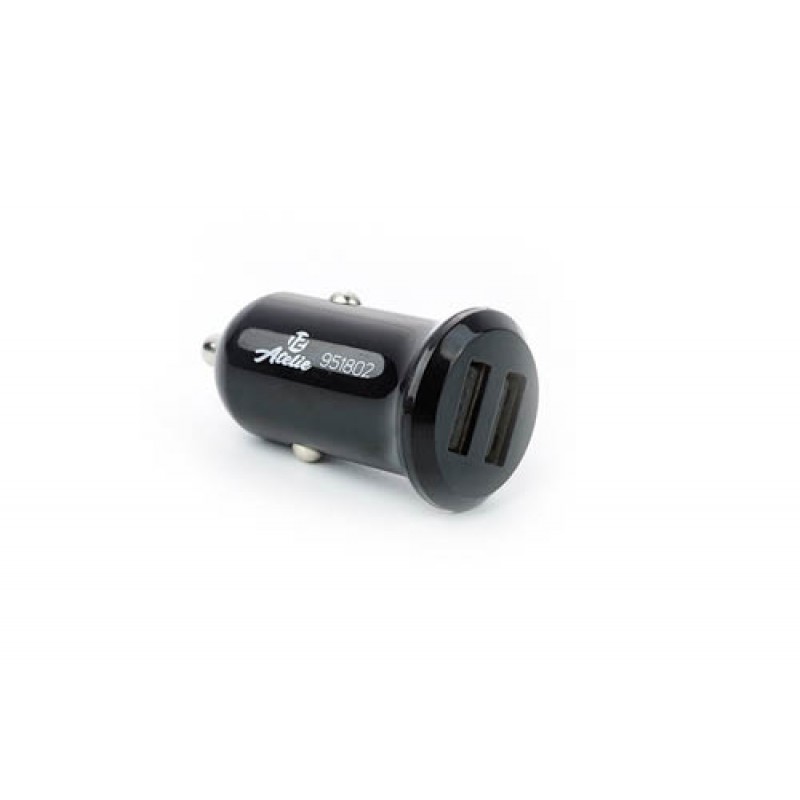 Автомобільний зарядний пристрій 2 USB (12/24V - 5V 2,1A) чорний КОМПАКТ 12 Atelie