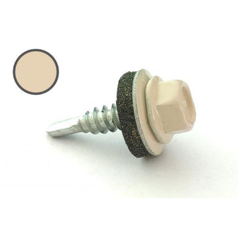 Саморез кровельный 4,8*19 DIN 7504K RAL 1015 по металлу (ящ. 2400шт) (цвет - слоновая кость светлый) APRO