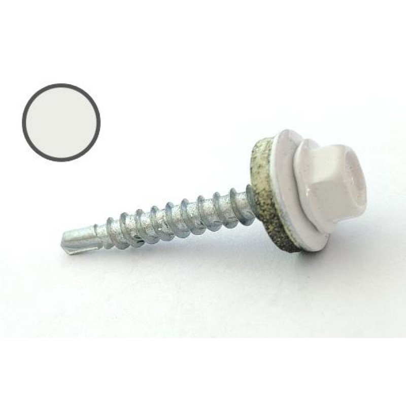 Саморез кровельный 4,8*35 DIN 7504K RAL 9003 по дереву (пач 50шт) (цвет - белый) APRO