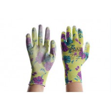 Перчатки с полиуретановым покрытием р8 (зеленые садовые манжет) ВАСИЛЬКИ СИЛА