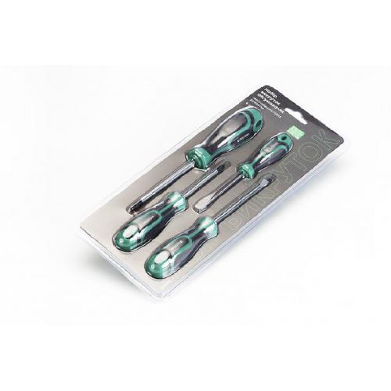 Набор отверток обрезиненных SL3x75, SL5x100, PH1x75, PH2x150 (4шт) Стандарт СИЛА