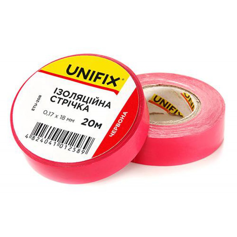 Ізоляційна стрiчка червона 0.17х18мм 25м (пачка, кратно 10шт) UNIFIX
