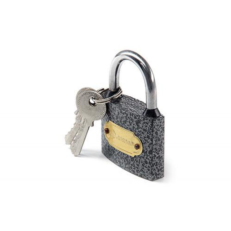 Замок навісний чорний з гумовими кільцями 35x28x13мм англійський ключ AURORA