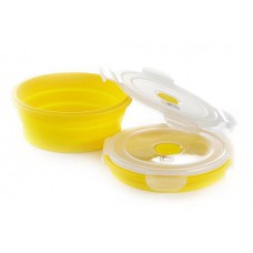 Ланчбокс складной с крышкой-защелкой круглый желтый 600мл СИЛА