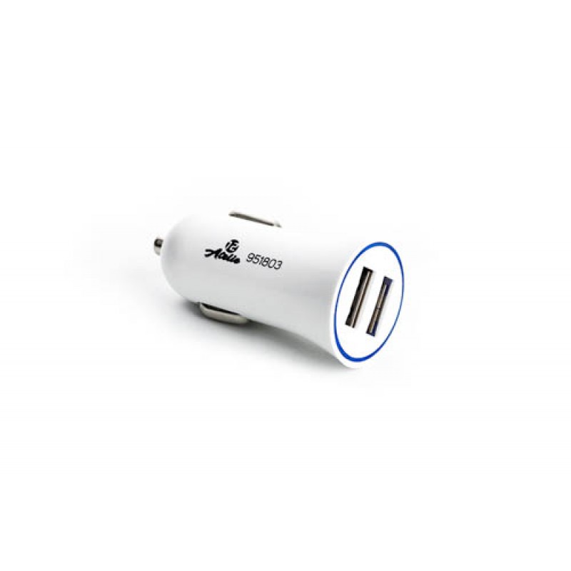 Автомобільний зарядний пристрій 2 USB (12 / 24V - 5V 2,1A) білий 12 Atelie