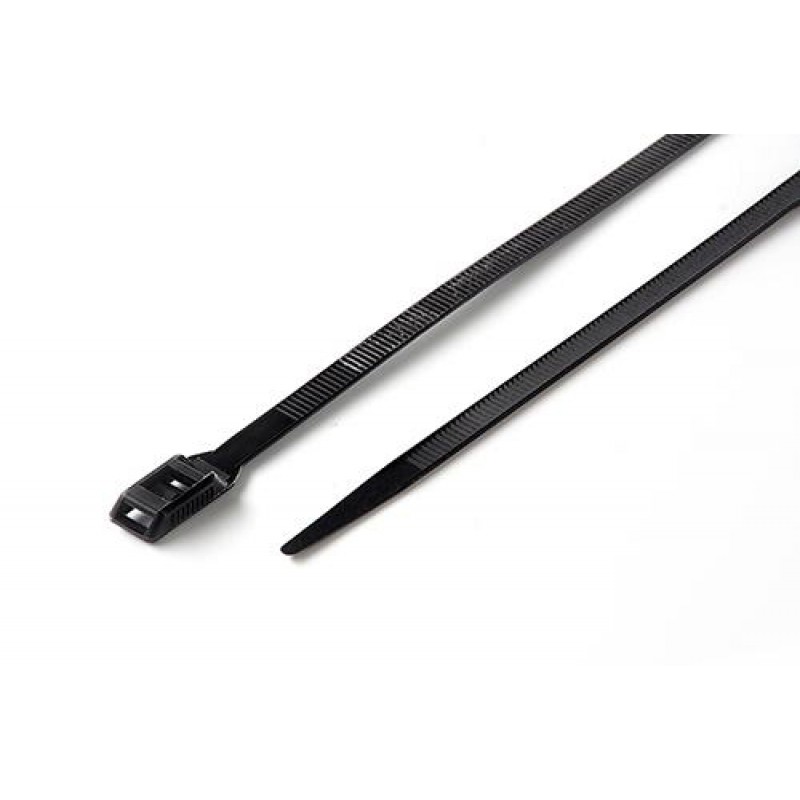 Стяжка кабельная с низким профилем замка 8x400 черная (100шт) APRO