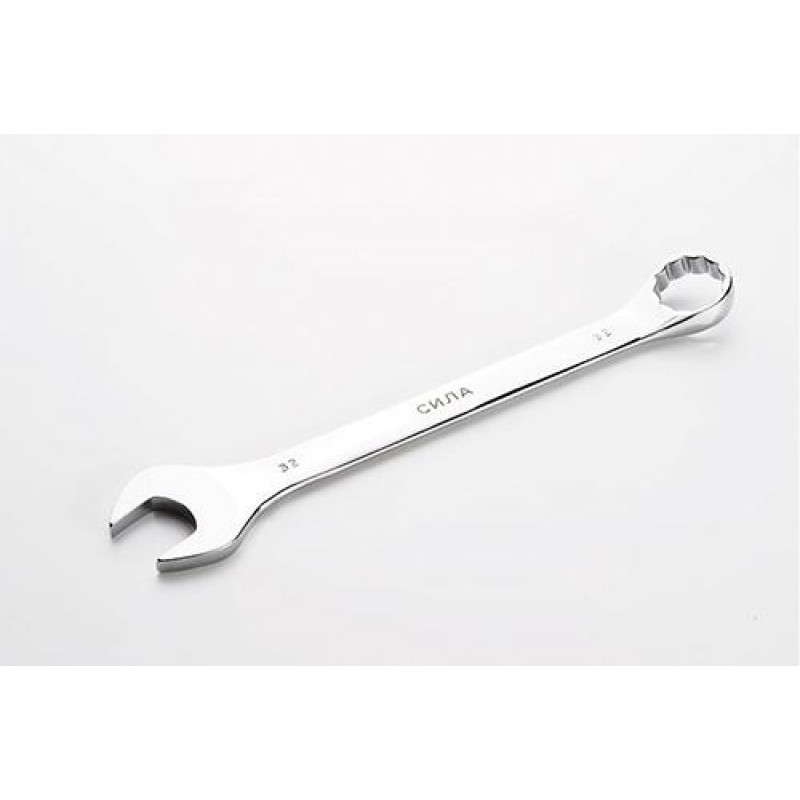 Ключ рожково-накидной полированный CrV 32мм СИЛА