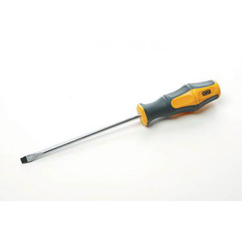 Отвертка шлицевая обрезиненная рукоятка СrV SL6x150мм (плоская) (двухкомпонентная) СИЛА