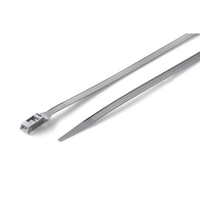 Стяжка кабельная с низким профилем замка 8x400 серый (100шт) APRO