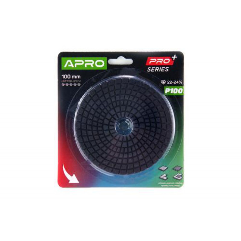 Круг алмазный шлифовальный на липучке 100мм Р1500 APRO PRO
