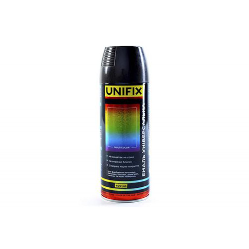 Эмаль универсальная акриловая премиум RAL9005 черный глянец 400мл UNIFIX