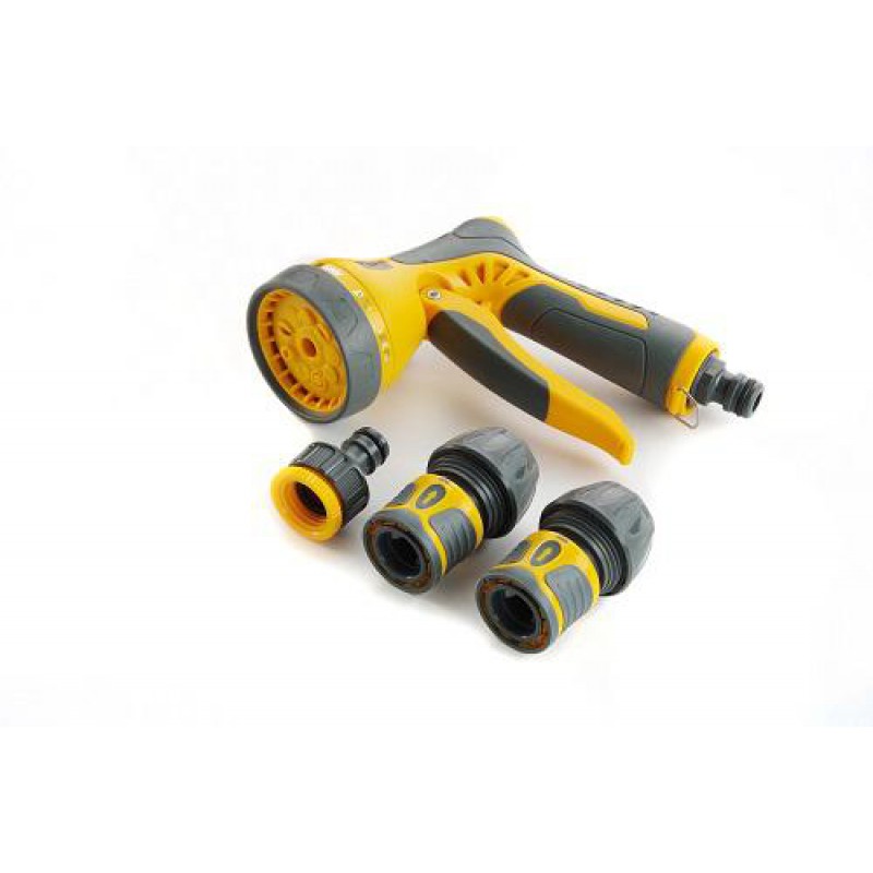 Набір пістолет-розпилювач 9 режимів з регулюванням потоку, конектори 3/4'', адаптер 1/2''- 3/4 СИЛА