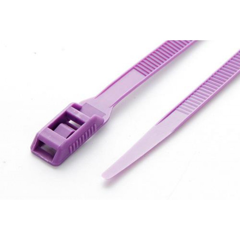Стяжка кабельная с низким профилем замка 8x400 фиолет (100шт) APRO