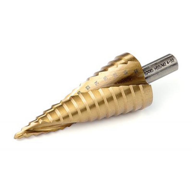 Свердло ступеневе спіральне Ø4-32мм (сталь 6542) APRO