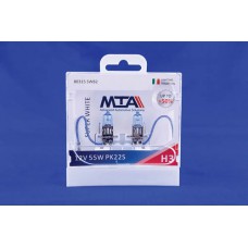 Лампа автомобільна H3 12V 55W PK22S SUPER WHITE (ближня/дальня, протитуманна) (світло-блакитний) (2шт) MTA