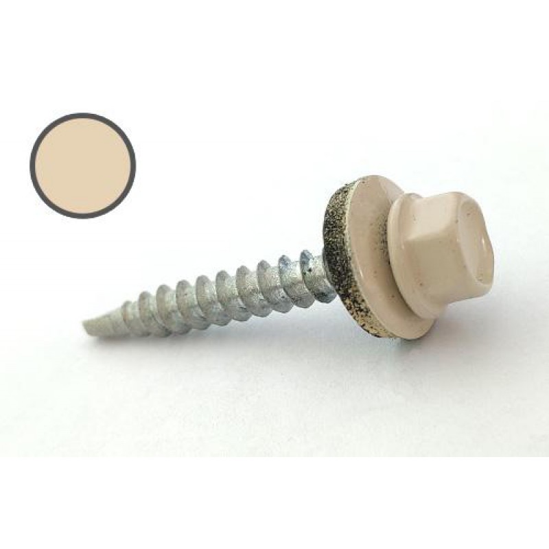 Саморіз покрівельний 4,8*35 DIN 7504K RAL 1015 до дерева (ящ. 1600шт) (колір - слонова кістка світлий) APRO