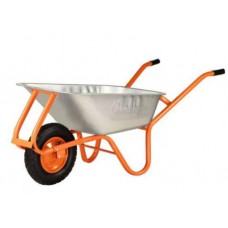 Тачка F1 90л оцинк корыто Standart 0,6мм рама оранж, воздушное колесо BLUETOOLS