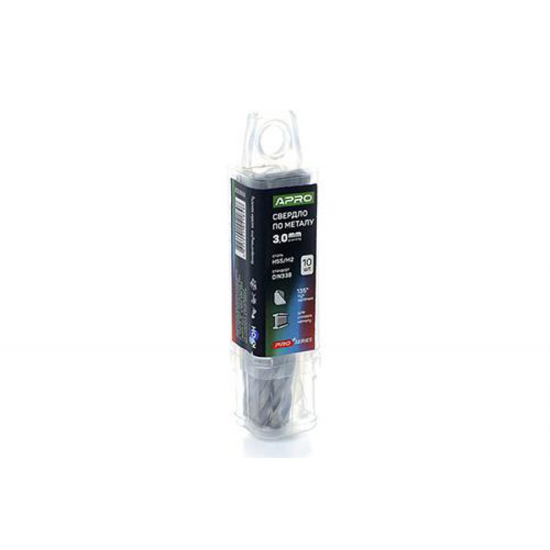 Свердло по металу HSS/M2 (6542) Ø3,0мм (тубус, кратно 10шт) PRO APRO