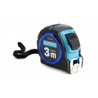 Рулетка магнитная обрезиненная автостоп, двойной зацеп 3мх19мм APRO