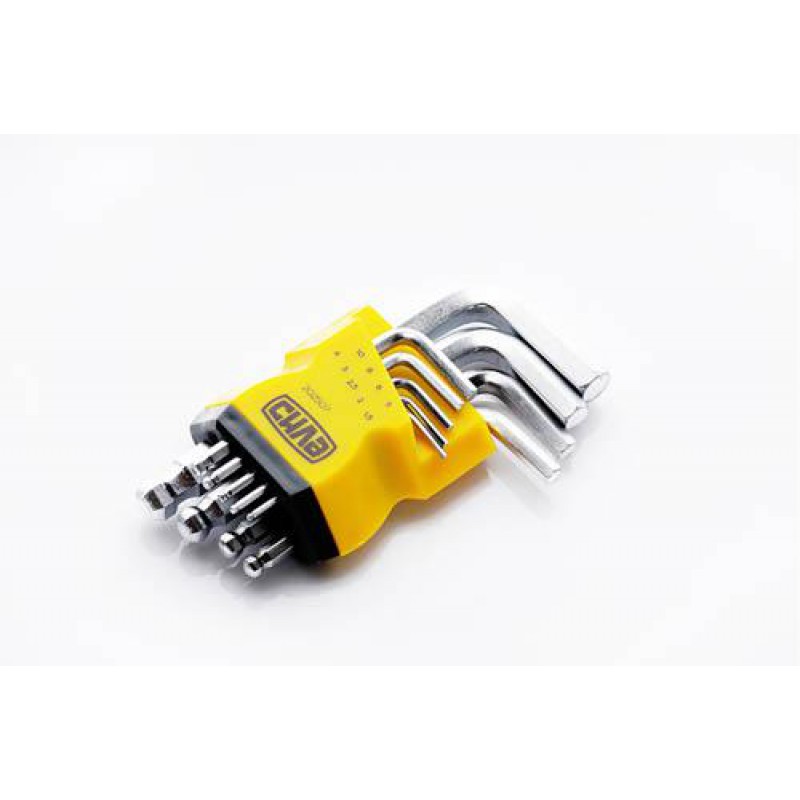 Набор шестигранников 1,5, 2, 2,5, 3, 4, 5, 6, 8, 10 коротких с шаровым наконечником CrV (9шт) СИЛА