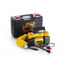 Компрессор автомобильный двухпоршневой (85л/мин; 10Атм; 18А) в пластиковом кейсе + витой шланг СИЛА