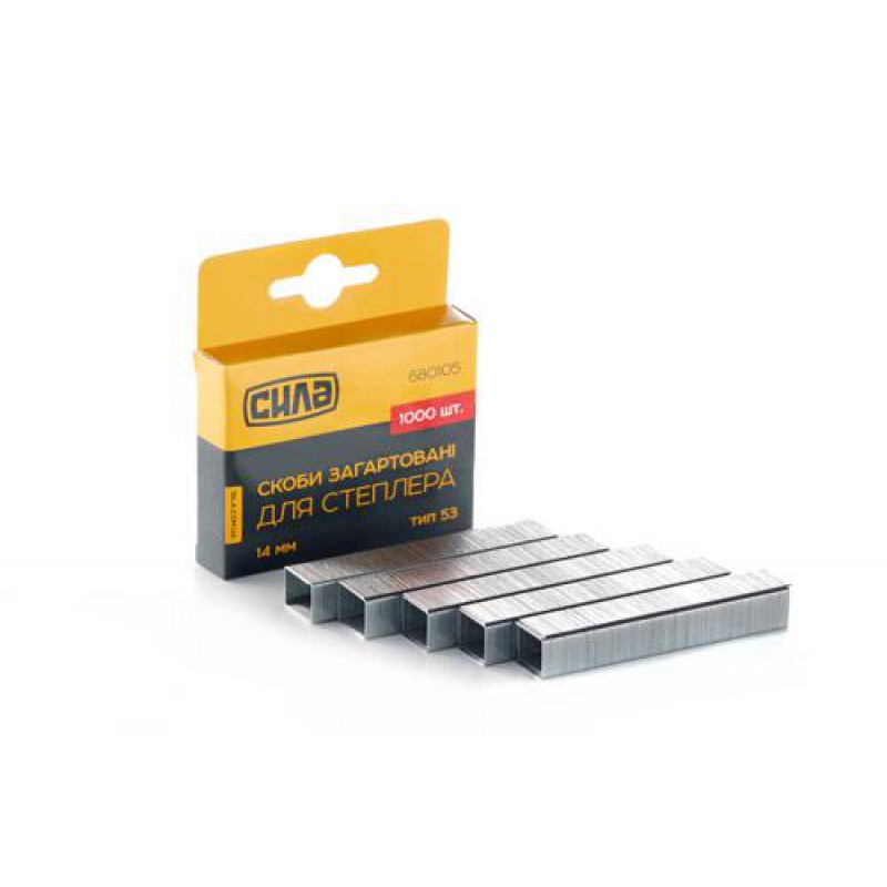 Скобы для степлера 14*11,3*0,7mm, (каленые, квадратные) (1000шт) СИЛА