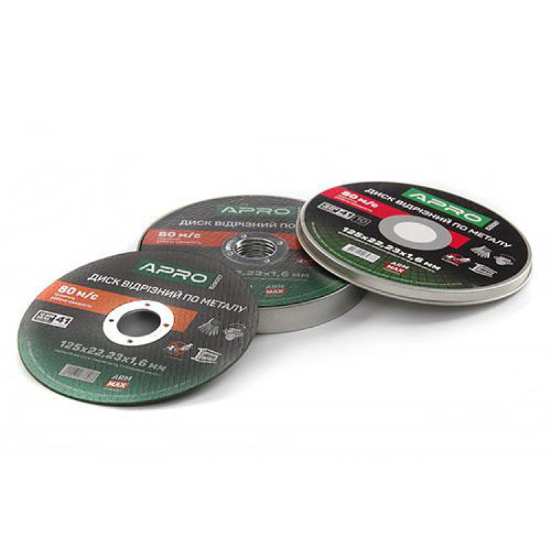 Диск відрізний по металу ПРОФІ 125х1.6 мм (зелений) в кейсі (10 шт в кейсі, ціна за кейс) APRO