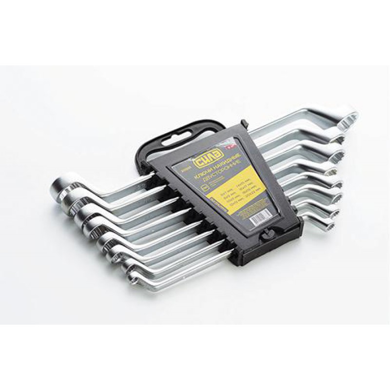 Набор ключей накидных двусторонних CrV 6x7, 8x9, 10x11, 12x13, 14x15, 16x17, 18х19, 20х22мм (8шт) СИЛА
