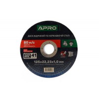 Диск отрезной по нержавеющей стали (INOX) 125х1.6х22.2мм (10шт. в пач.) APRO