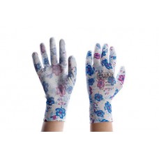 Перчатки с полиуретановым покрытием р8 (голубые садовые манжет) НЕЗАБУДКИ СИЛА