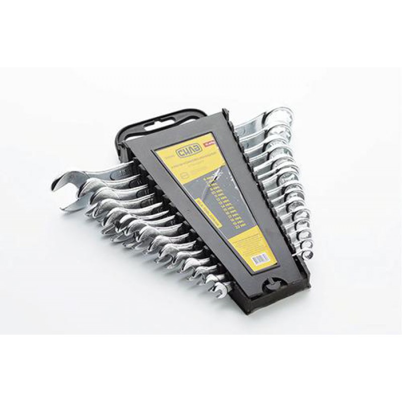 Набор ключей рожково-накидных Стандарт CrV 6, 7, 8, 9, 10, 11, 12, 13, 14, 15, 16, 17, 18, 19, 22 (15шт) СИЛА