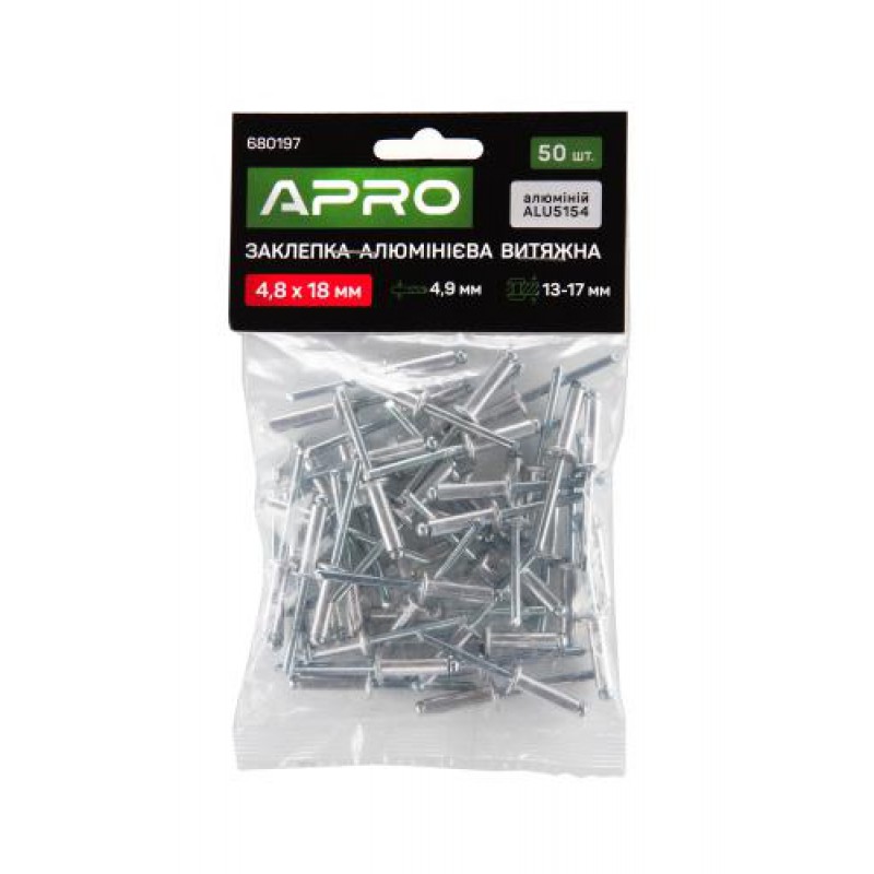 Заклепка алюминиевая вытяжная 4.8х6мм 50шт APRO