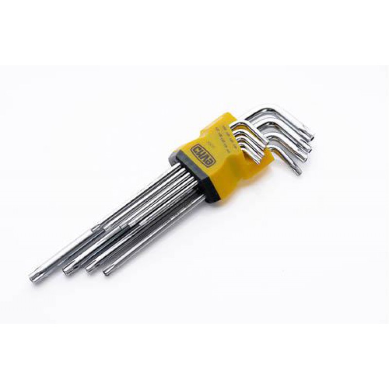 Набор торцевых ключей Torx T10, T15, T20, T25, T27, T30, T40, T45, T50 длинных CrV (9шт) СИЛА