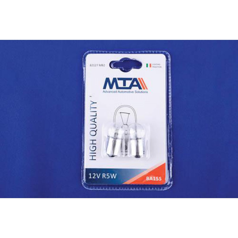 Лампа автомобільна 12V 5W Ba15s R5W (габарити, освітлення номерного знака, стоянкове освітлення/габарити) (2шт) MTA