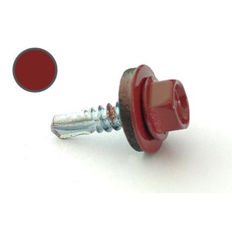 Саморез кровельный 4,8*19 DIN 7504K RAL 3011 по металлу (ящ. 2400шт) (цвет - коричнево-красный) APRO