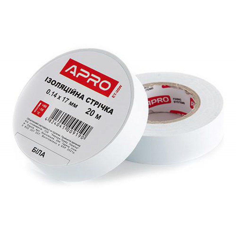 Изоляционная лента белая 0.14х17мм 20м (пачка, кратно 10шт) APRO