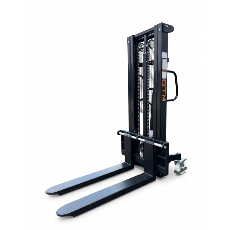 Штабелер гідравлічний GTM 1500кг, підйом-2,5м, довжина вил 1,1м, колір - чорний