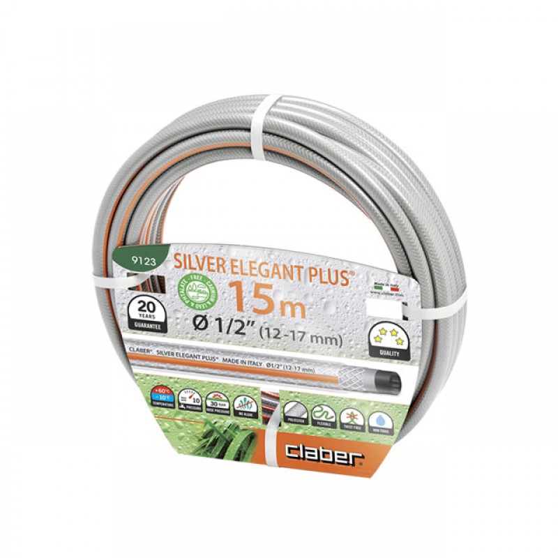 Шланг поливальний Claber 1/2' 15 м Silver Elegant Plus