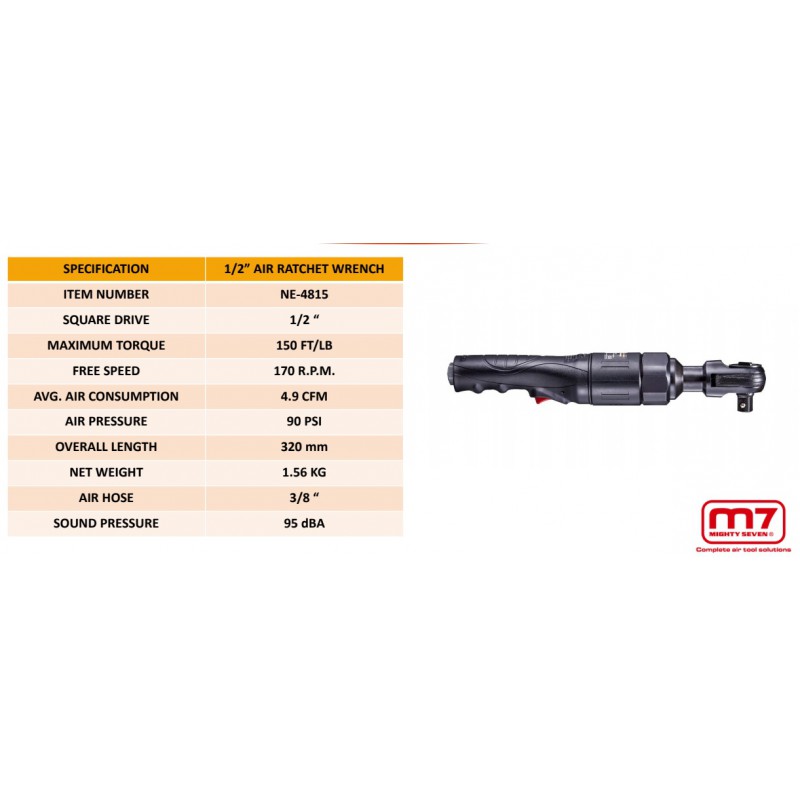 Пневмотрещина 1/2" 200 Нм 170 об/мин Mighty Seven