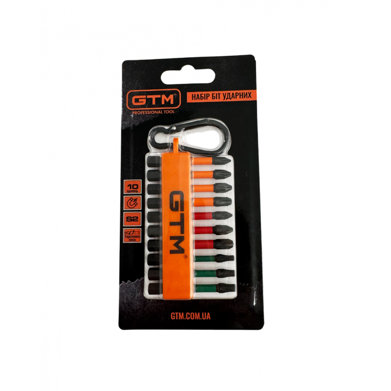 Набір біт ударних 10 од. 50мм з карабіном GTM
