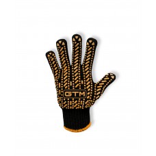 Рукавички трикотажні чорні ТМ GTM LUX, помаранчева ПВХ р.10 5611