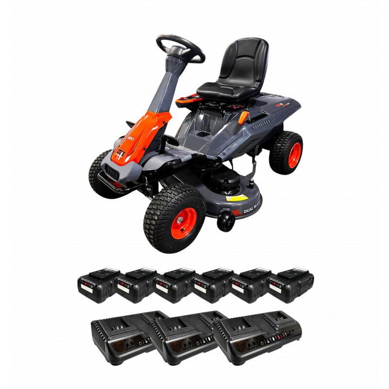 Райдер акум. BRM96 KIT, 80В, ширина захвата 96см, мульчирование/боковой выброс +акум.4А*ч-6шт. и зарядное устройство – 3шт.