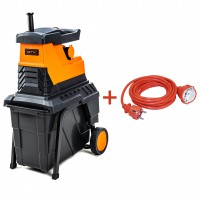 Измельчитель садовый GTM MS2800/45 KIT, 220В, 2800Вт, ветки до 45мм, фреза, контейнер 55л+удлинитель 10м оранж.