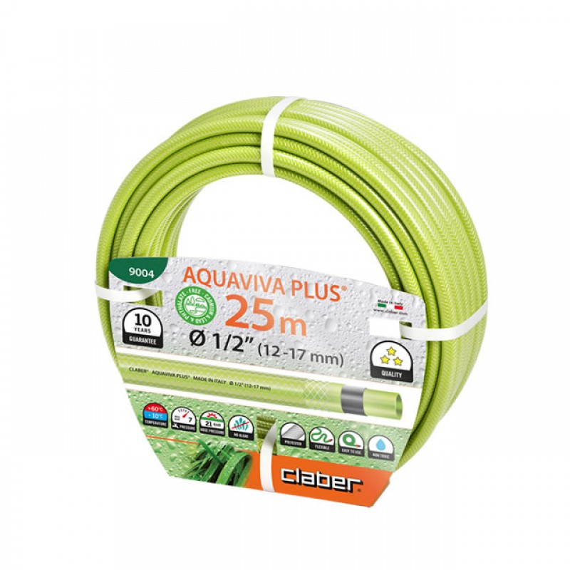 Шланг поливочный Claber 1/2', 25м Aquaviva Plus, салатовый