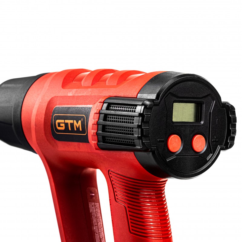 Термовоздуходувка GTM HG2000EM, 2000Вт, 80-600С, 300/500л/мин, LCD-дисплей.