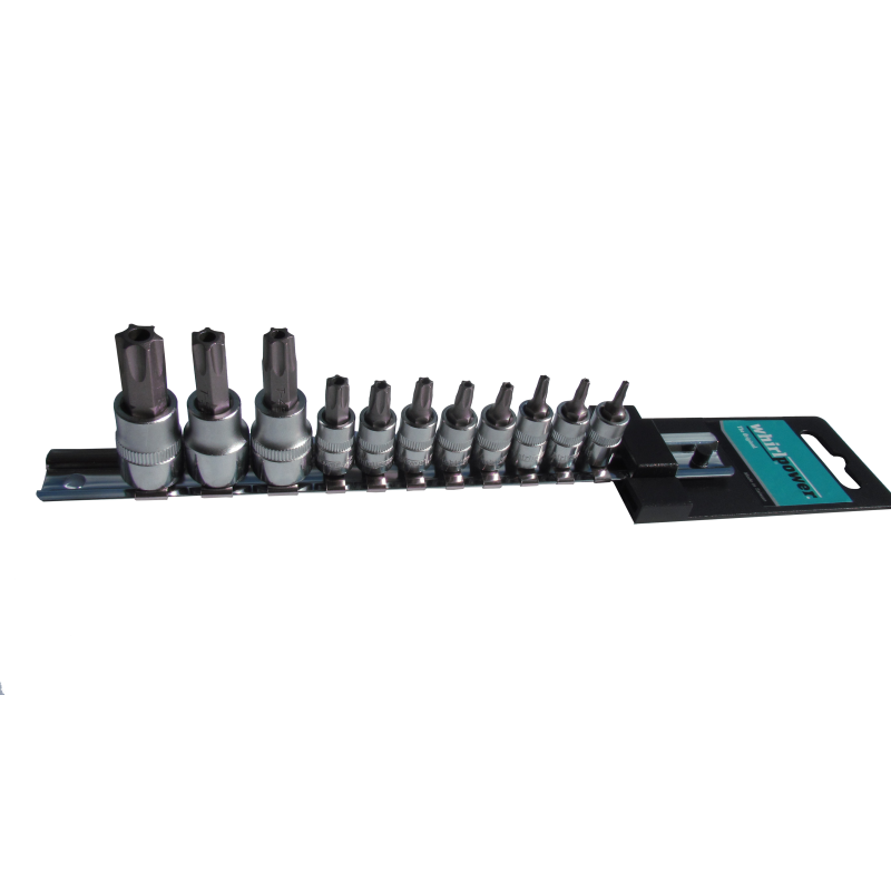 Набір головок зі вставкою Torx з отвором 1/4" і 3/8" 11од. на планці