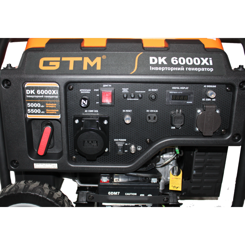 Генераторная установка инверторная открытая GTM DK6000Xi, 5,0 кВт ном. мощ., 230В, 50Гц,Ручн.Старт/Электростарт