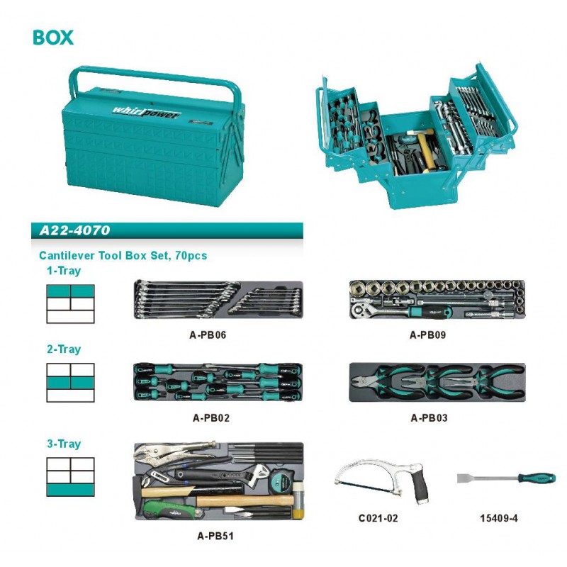 Набір інструментів 70од мет.ящик Whirlpower