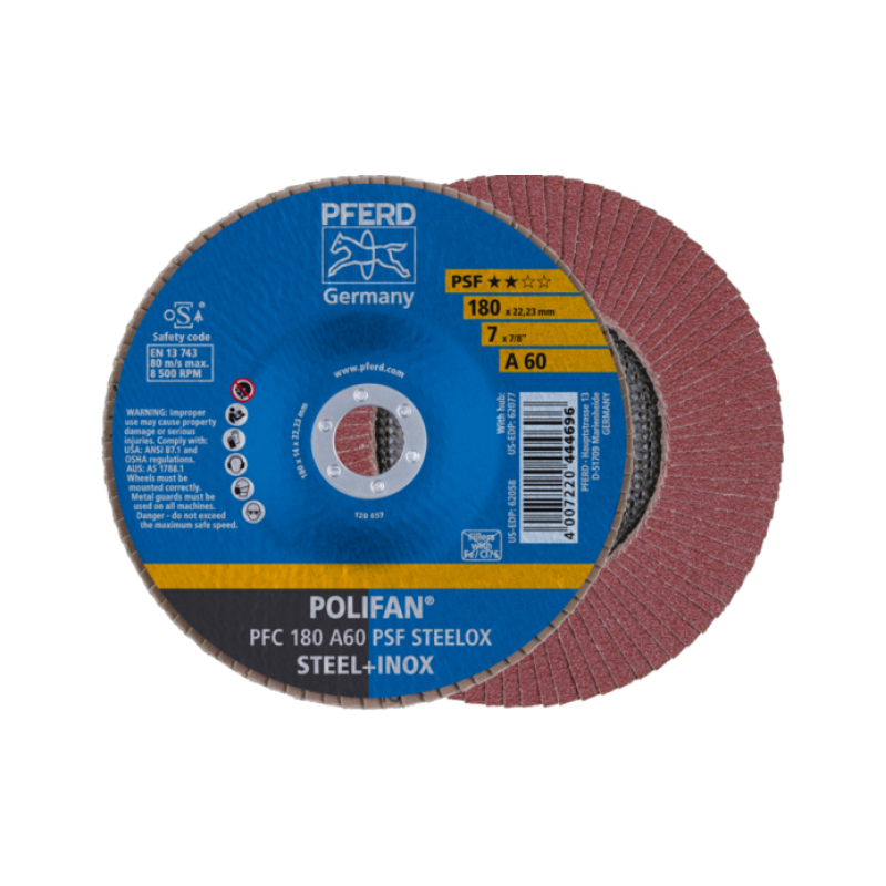 Круг пелюстковий тарілчастий 180*22 A60 (нерж/метал) конічн.PFC POLIFAN
