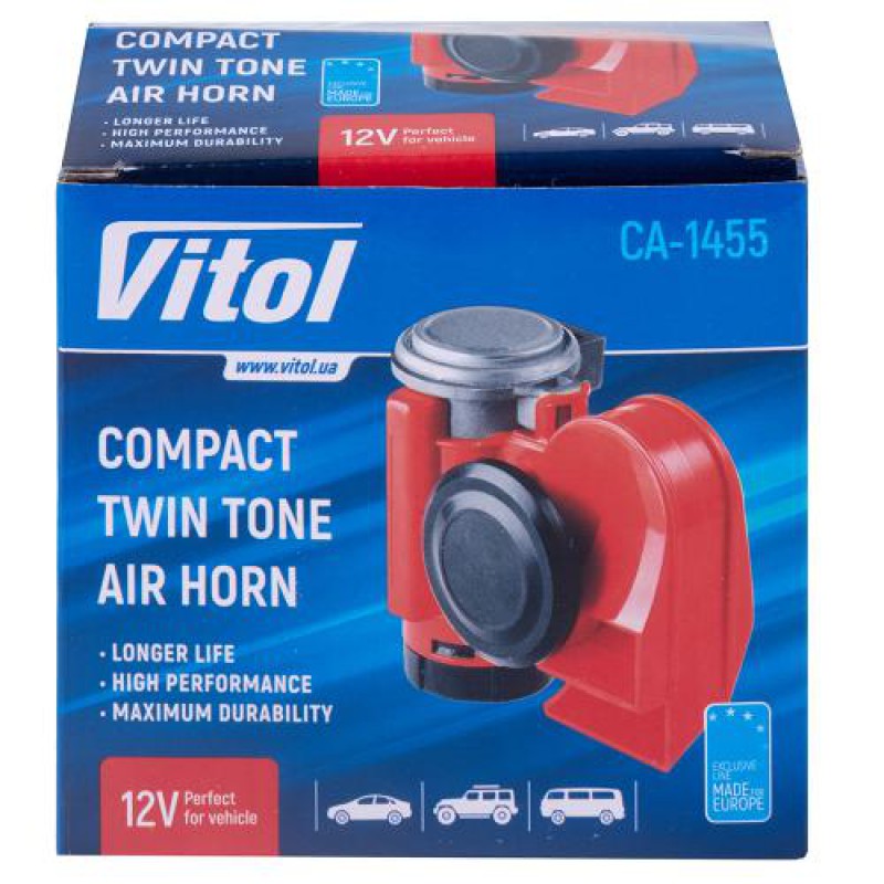Сигнал пневматический CA-1455/VITOL/12V/красный